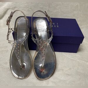 NWT Stuart Weitzman Glotacks Clear Jelly Studded Sandals in Box